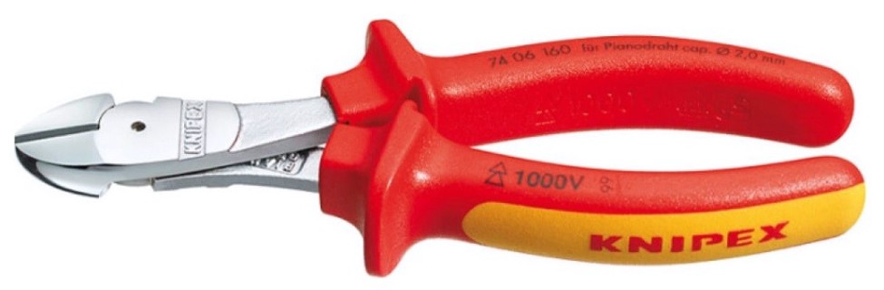 Бокорезы диэлектрические KNIPEX KN-7406160SB особо мощные vde, 160 мм, хром, 2-комп. ручки