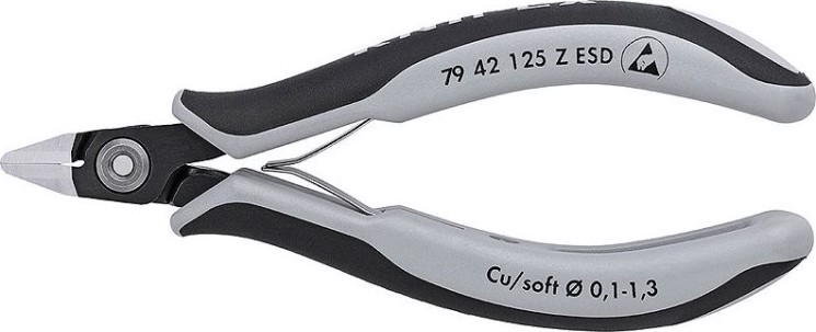 Бокорезы для электроники прецизионные KNIPEX 7942125ZESD 125 мм [KN-7942125ZESD]