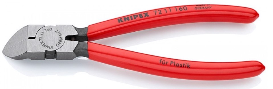Бокорезы KNIPEX KN-7211160SB для пластика, губки 45°, пружина, 160 мм