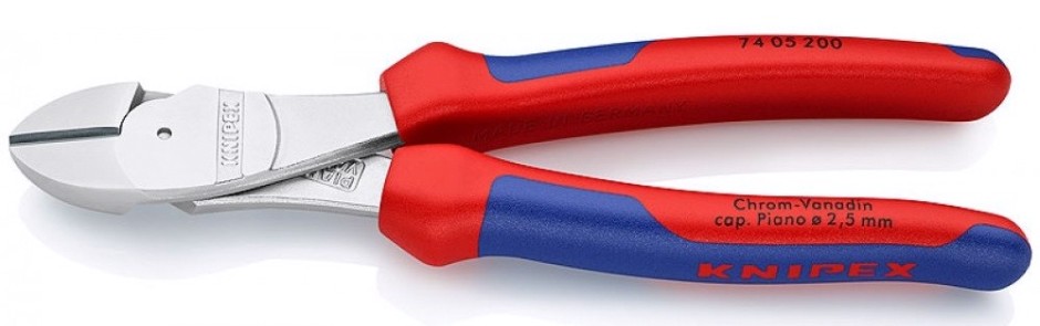 Бокорезы KNIPEX KN-7405200SB особо мощные, 200 мм, хром, 2-комп. ручки