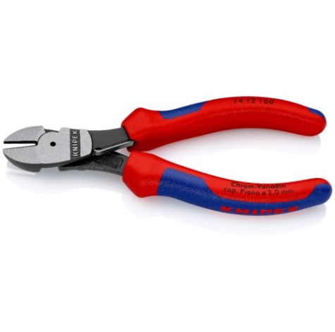 Бокорезы KNIPEX KN-7412160SB особо мощные, пружина, 160 мм, 2-комп. ручки