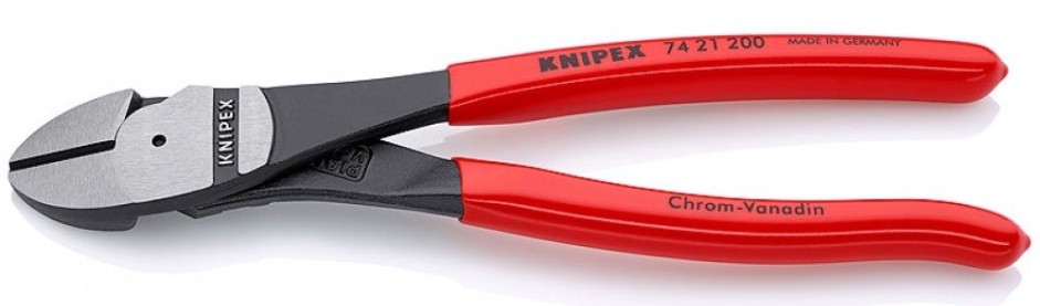 Бокорезы KNIPEX KN-7421200SB особо мощные, губки 12°, 200 мм, обливные ручки