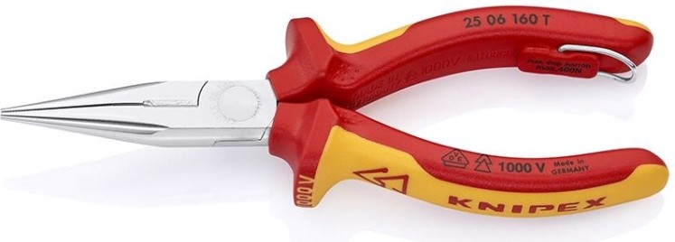 Длинногубцы диэлектрические KNIPEX 2506160T 160 мм с режущими кромками [KN-2506160T]