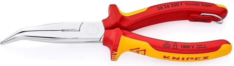 Длинногубцы диэлектрические KNIPEX 2626200TBK 200 мм с режущими кромками, хромированные [KN-2626200TBK]