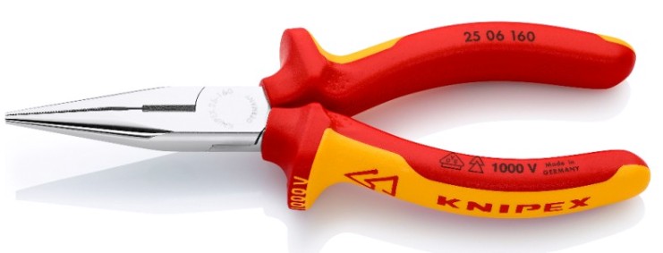 Длинногубцы KNIPEX KN-2506160TBK с режущими кромками VDE, 160 мм