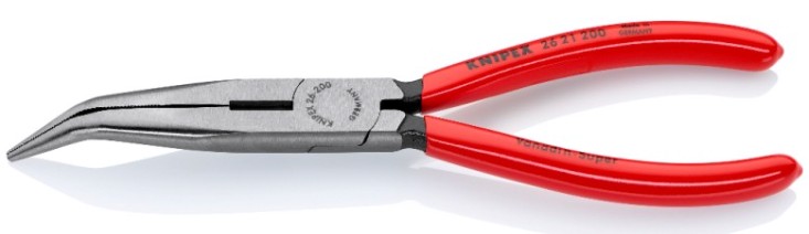 Длинногубцы KNIPEX KN-2621200SB с режущими кромками, губки 40°, 200 мм