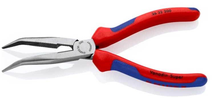 Длинногубцы KNIPEX KN-2622200SB с режущими кромками, губки 40°, 200 мм