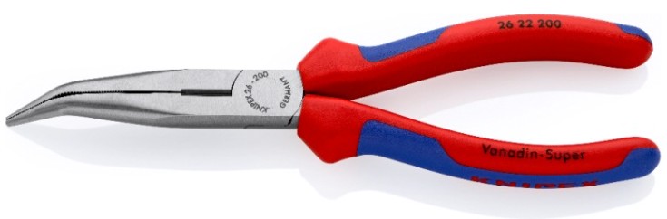 Длинногубцы KNIPEX KN-2622200TBK с режущими кромками, губки 40°, 200 мм