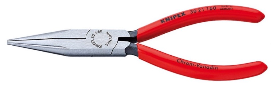 Длинногубцы KNIPEX KN-3021160SB плоскокруглые рифленные губки 50 мм, длина 160 мм