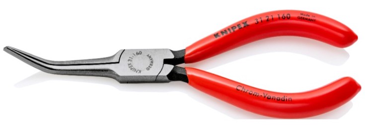 Длинногубцы KNIPEX KN-3121160SB острые, плоские гладкие губки 55 мм 45°, длина 160