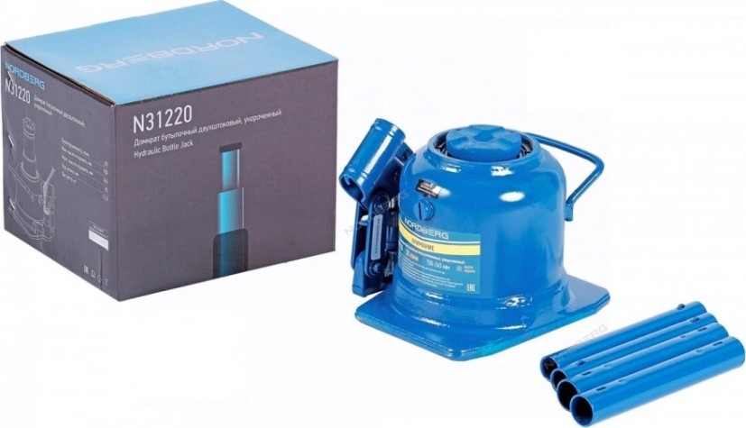 Домкрат бутылочный NORDBERG N31220 двухштоковый, укороченный 20 т [N31220]