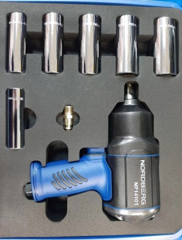 Гайковерт пневматический NORDBERG NP14101K ударный 1/2", 1300нм, с глубокими головками в кейс [ЦБ-00017079]