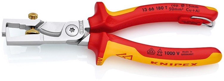 Кабелерез KNIPEX KN-1366180TBK StriX 2-в-1 VDE, 180 мм