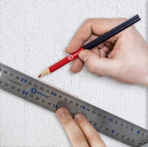 Карандаш малярный Кобальт 793-138 2-хцветный, красный/синий 180*10 мм (3 шт.)