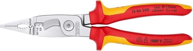 Клещи электромонтажные диэлектрические KNIPEX 1386200SB 200 мм [KN-1386200SB]