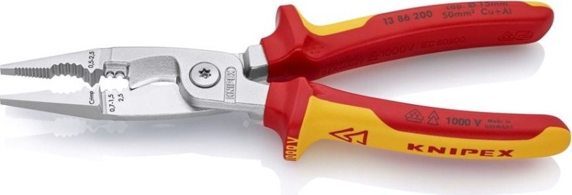 Клещи электромонтажные диэлектрические KNIPEX 1386200SB 200 мм [KN-1386200SB]