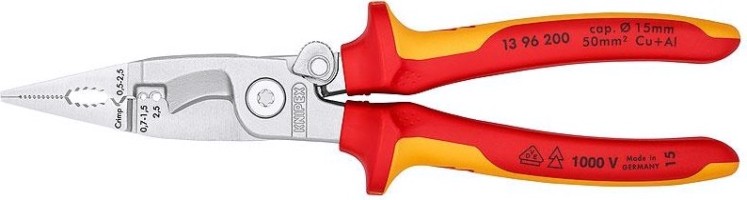 Клещи электромонтажные диэлектрические KNIPEX 1396200SB 200 мм 6-в-1 [KN-1396200SB]