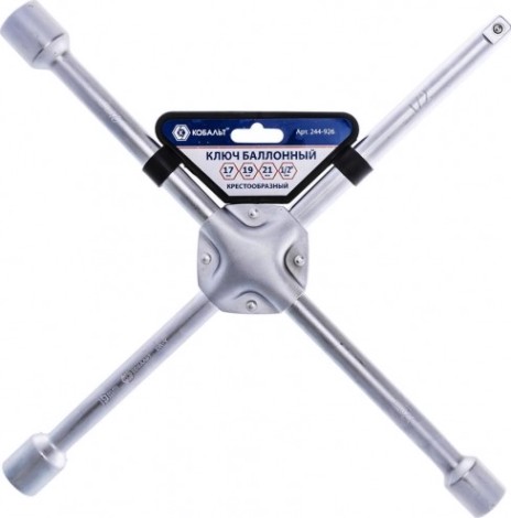 Ключ баллонный Кобальт 244-926 крестообразный 17,19,21, 1/2", 400 мм, cr-v