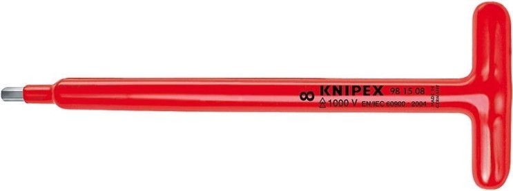 Ключ торцевой Т-образный диэлектрический KNIPEX 981408 1000 V, шестигранник 8 мм, L=120 мм [KN-981408]
