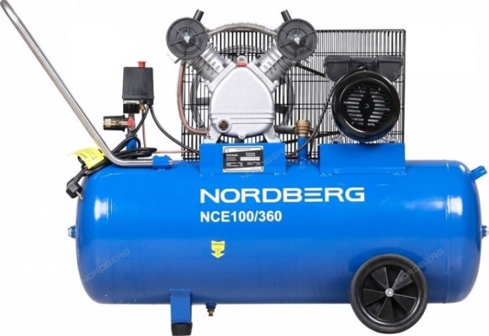Компрессор поршневой NORDBERG NCE100/360 2х ременной, чугунная головка [ЦБ-00012049]