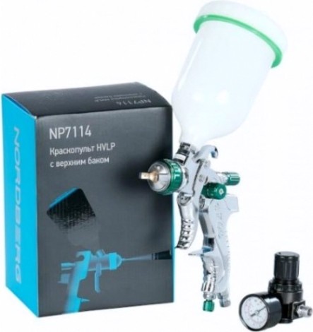 Краскопульт пневматический NORDBERG NP7114 HVLP с верхним баком, сопло 1,4 мм [ЦБ-00016277]