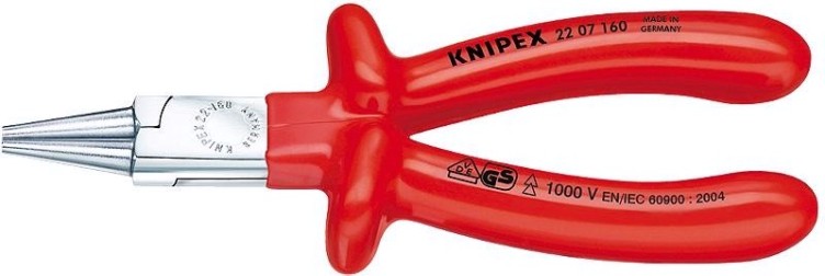 Круглогубцы диэлектрические KNIPEX 2207160 1000 V, 160 мм [KN-2207160]