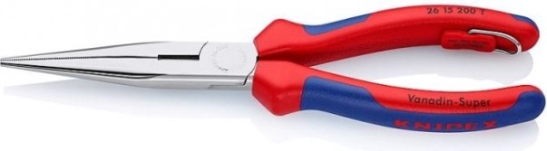 Круглогубцы с плоскими губками и режущими кромками KNIPEX 2615200T 200 мм со страховочным креплением [KN-2615200T]