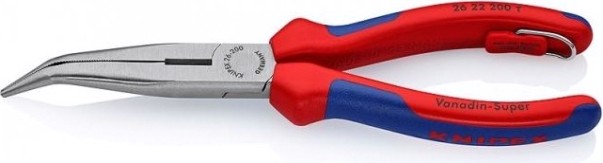 Круглогубцы с плоскими губками и режущими кромками KNIPEX 2622200T 200 мм со страховочным креплением [KN-2622200T]