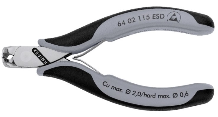 Кусачки KNIPEX KN-6402115ESD торцевые для электроники, маленькая фаска