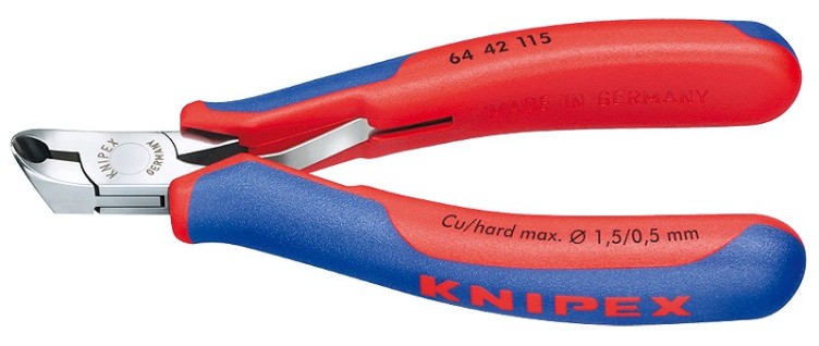 Кусачки KNIPEX KN-6442115SB торцевые для электроники, маленькая фаска