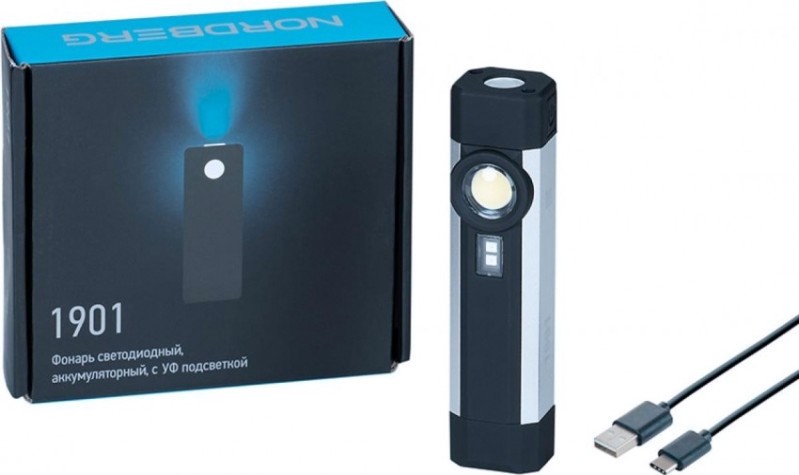 Лампа светодиодная 1+1 NORDBERG 1901 с УФ подсветкой, аккумуляторная 3,7 В [ЦБ-00002113]