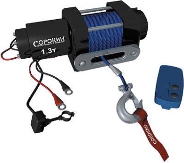 Лебедка автомобильная СОРОКИН 4.923 (1,3 т - 15,2 м) на ATV, трос кевларовый