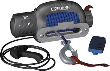 Лебедка автомобильная СОРОКИН 4.953 (3,0 т - 24 м), трос кевларовый