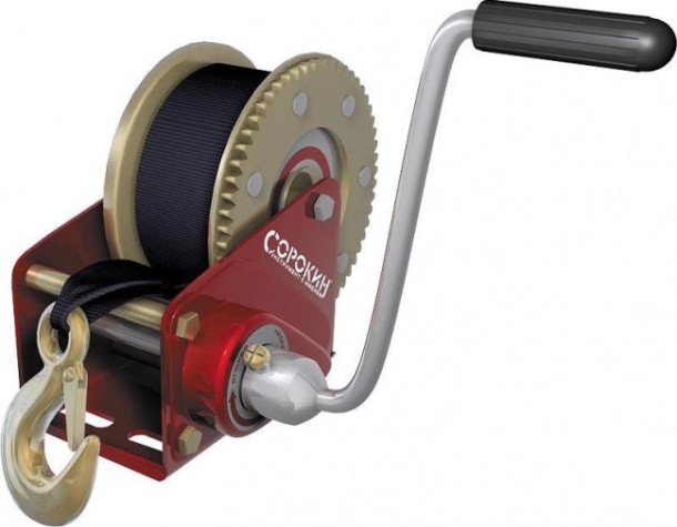 Лебедка барабанная СОРОКИН 4.19 (0,9 т - 8,0 м) текстильная лента