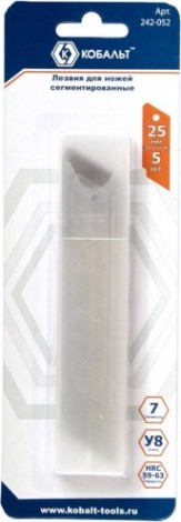 Лезвие для ножа Кобальт 242-052 сменные 25 мм, сегментированные, 7 сегментов, стал