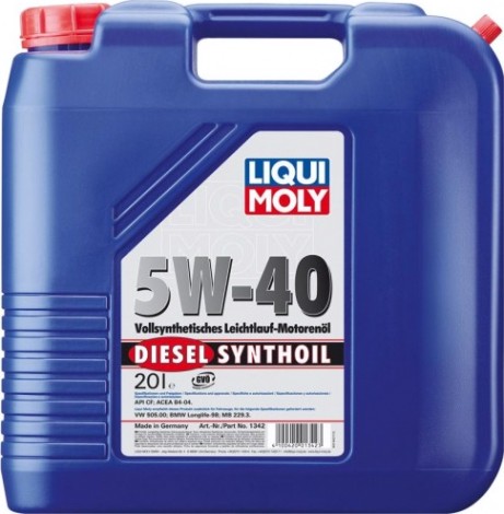 Масло дизельное LIQUI MOLY SAE 5W40 Diesel Synthoil 20 л 1342 cинтетическое [1342]