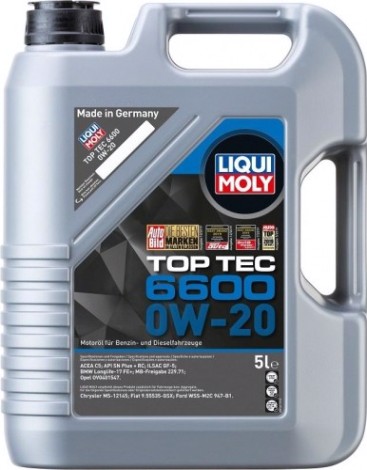Масло моторное LIQUI MOLY SAE 0W20 Top Tec 6600 5 л 21411 синтетическое [21411]