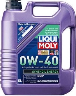 Масло моторное LIQUI MOLY SAE 0W40 Synthoil Energy 5 л 1923/9515 синтетическое [9515]