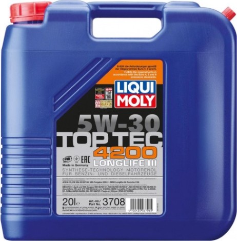 Масло моторное LIQUI MOLY SAE 5W30 Top Tec 4200 20 л. 3708 синтетическое [3708]