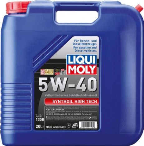 Масло моторное LIQUI MOLY SAE 5W40 Synthoil High Tech 20 л 1308 синтетическое [1308]