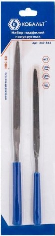 Набор надфилей Кобальт 247-842 полукруглых, № 1, 140х3, 160х4 мм (2 шт.)