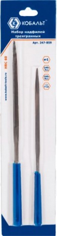 Набор надфилей Кобальт 247-859 трехгранных, № 1, 140х3, 160х4 мм (2 шт.)