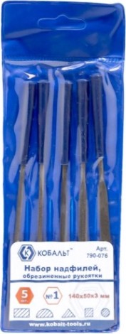Набор надфилей Кобальт 790-076 № 1, 140х 50х3 мм, обрезиненные рукоятки (5 шт.)