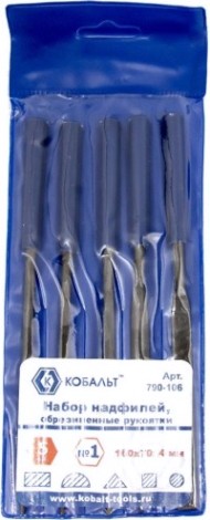 Набор надфилей Кобальт 790-106 № 1, 160х 70х4 мм, обрезиненные рукоятки (5 шт.)