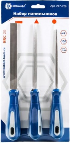 Набор напильников Кобальт 247-729 двухкомпонентная рукоятка, № 2, 150 мм (3 шт.)
