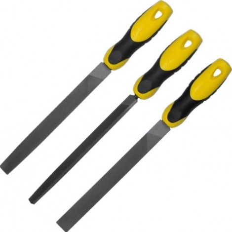 Набор напильников STANLEY 0-22-464 из 3-х 200мм с личной насечкой (плоский, полукругл