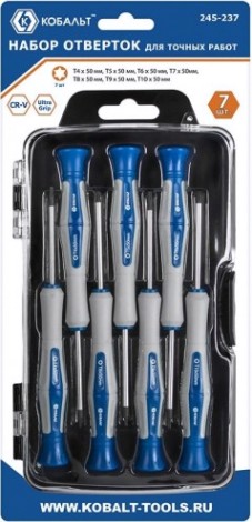 Набор отверток Кобальт 245-237 для точных работ ultra grip 50 мм, torx кейс (7 шт