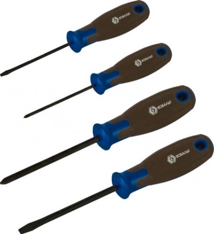 Набор отверток Кобальт 912-175 polywood, cr-v, древесно-полимерная рукоятки (4 шт