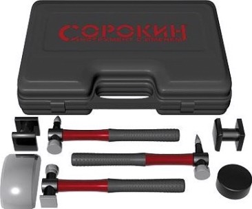 Набор рихтовочного оборудования СОРОКИН 6.107 молотков и поддержек 7 предметов