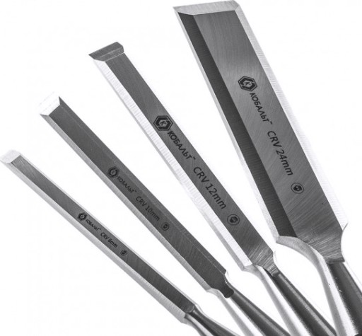 Набор стамесок Кобальт 245-671 (6, 12, 18, 24х140 мм) cr-v, двухк. рукоятка